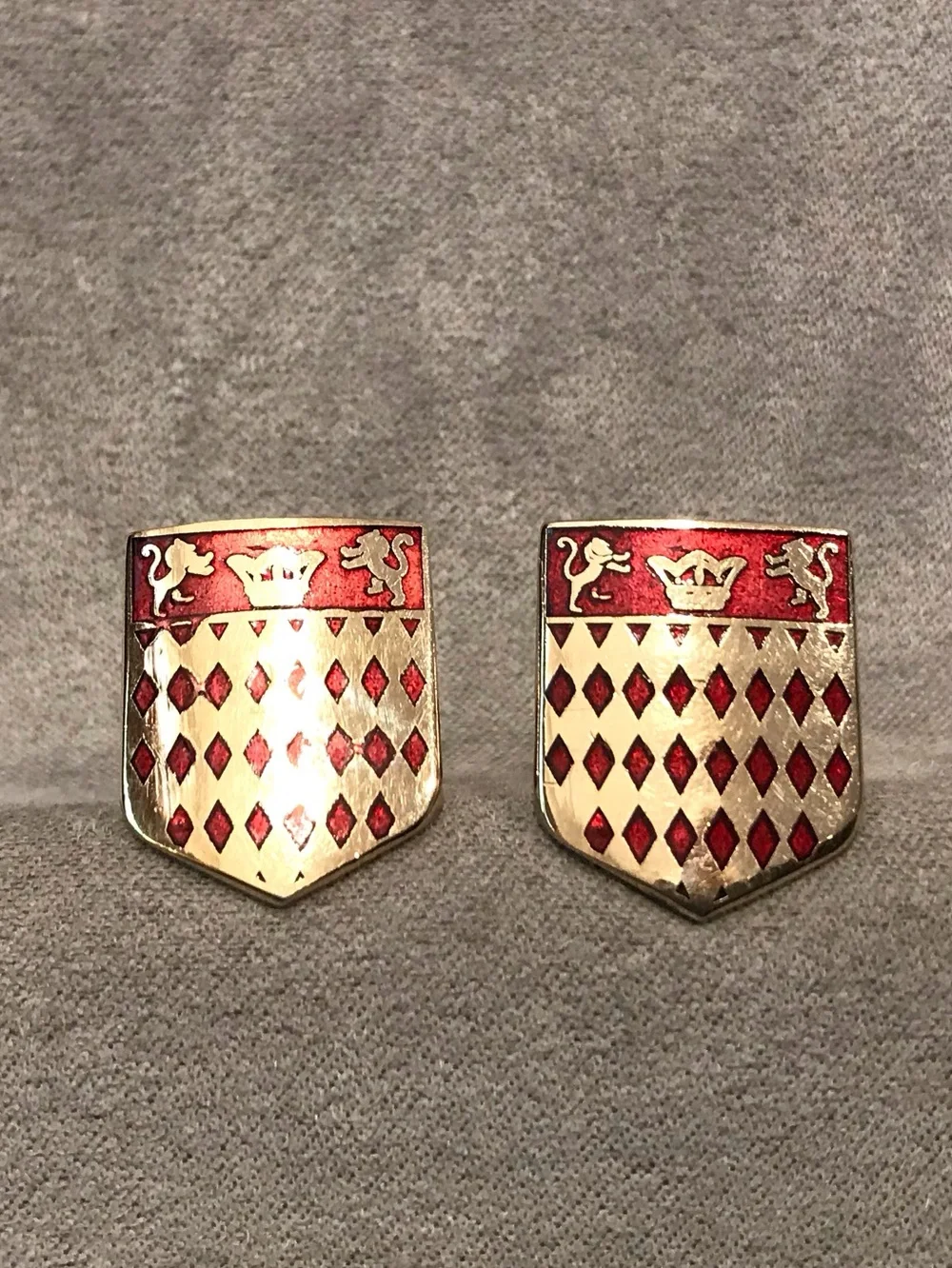 Red and Gold Heraldic Shield Cuff Links